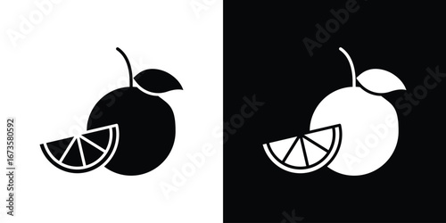 Orange fruit icons, emblem logo or badge designs.