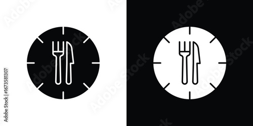 Lunch time icons, emblem logo or badge designs.