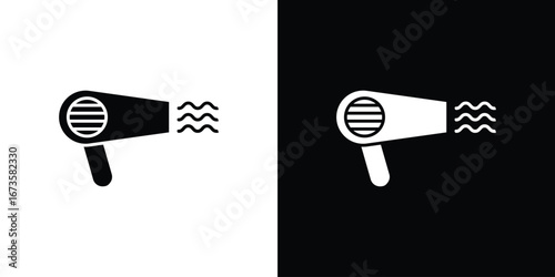 Hair dryer icons, emblem logo or badge designs.