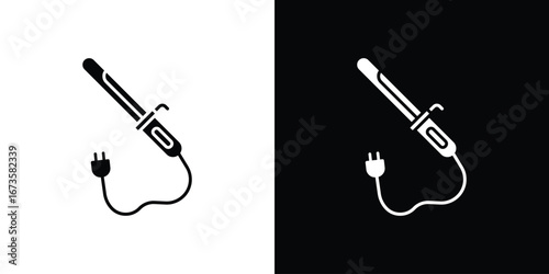 Hair curler icons, emblem logo or badge designs.