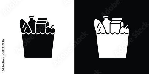 Groceries icons, emblem logo or badge designs.