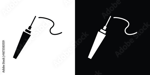 Eyeliner brush icons, emblem logo or badge designs.