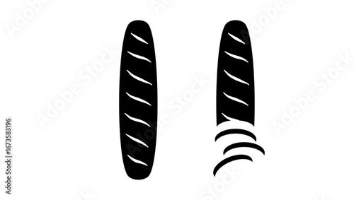 Chewy French Bread symbol, black isolated silhouette