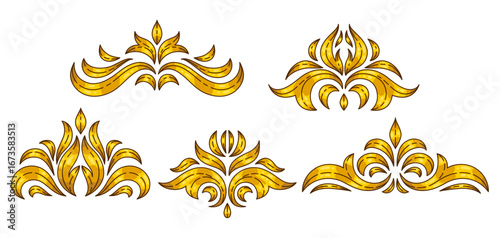 Fotografia Set of elements in baroque style. Decorative curling plant.