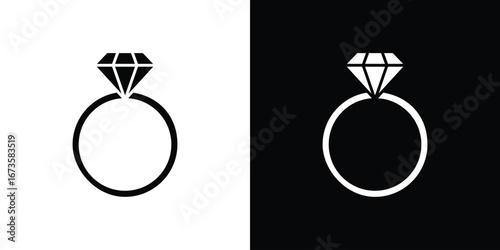 Diamond ring icons, emblem logo or badge designs.