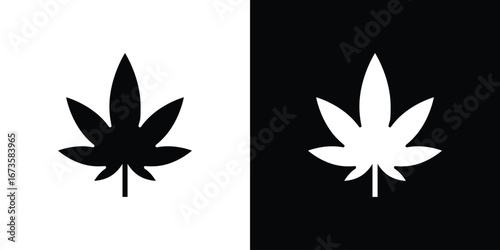 Cannabis leaf icons, emblem logo or badge designs.