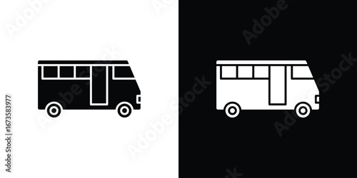 Bus coach icons, emblem logo or badge designs.