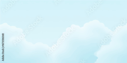 Blue sky with white fluffy clouds on a beautiful summer day