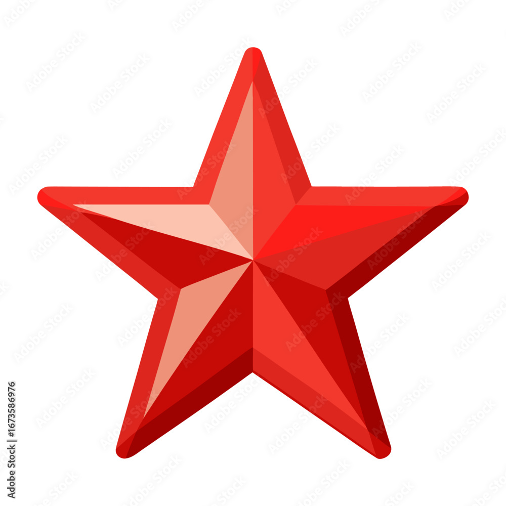 Fototapeta premium Red five pointed star isolated on white background
