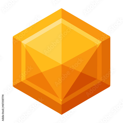 Orange gemstone isolated on white background
