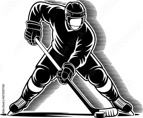 "Dynamic Ice Hockey Player in Action" vector 
