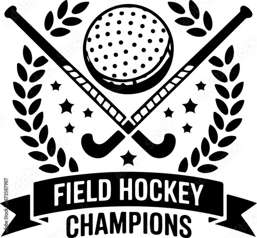 Field Hockey Sticks and Ball Emblem" Vector Graphics