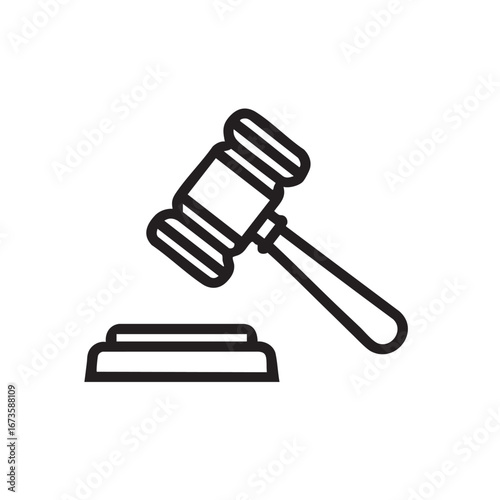 Gavel and Sound Block Symbol of Law and Justice Legal System Courtroom Icon Silhouette Design Vector Illustration for Websites Applications and Presentations