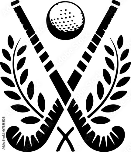 Field Hockey Sticks and Ball Emblem" Vector Graphics