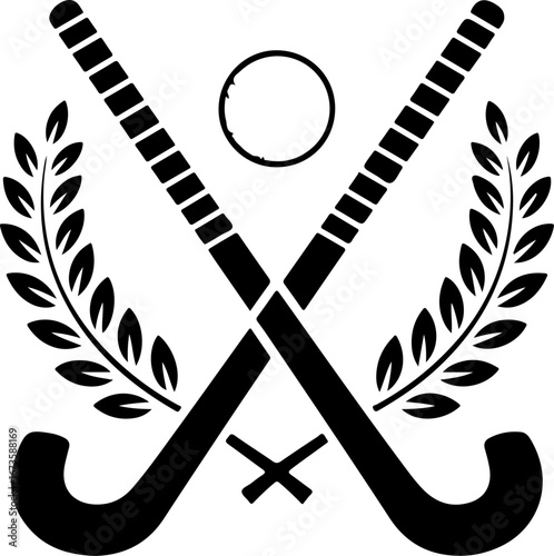 Field Hockey Sticks and Ball Emblem" Vector Graphics