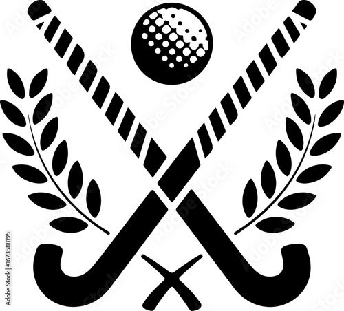 Field Hockey Sticks and Ball Emblem" Vector Graphics