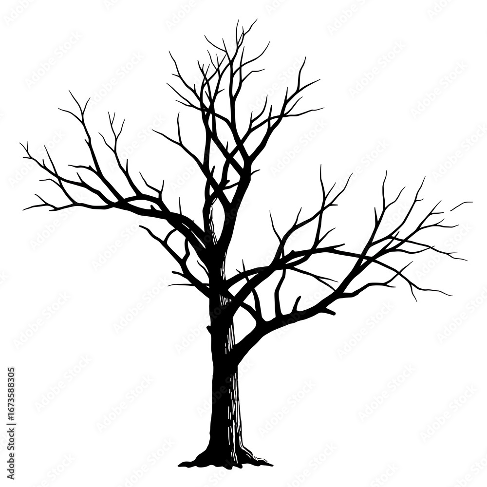 Fototapeta premium Winter's Embrace: A Skeletal Silhouette