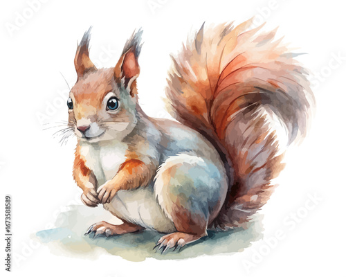Watercolor woodland squirrel animals