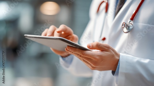 Doctor Using Digital Tablet in Healthcare Setting