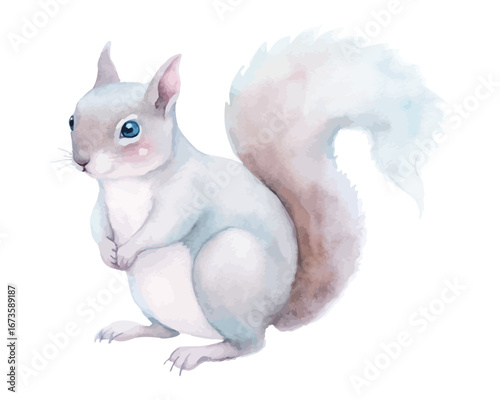 Watercolor woodland squirrel animals