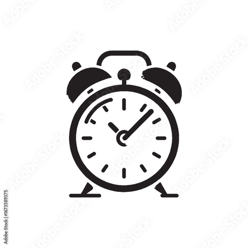 Alarm Clock Icon Black and White Icon