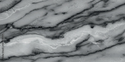 Grey and white marble texture with dark veins, natural stone surface with wavy patterns, elegant background