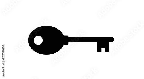 Simple Black Silhouette of a Classic Key.