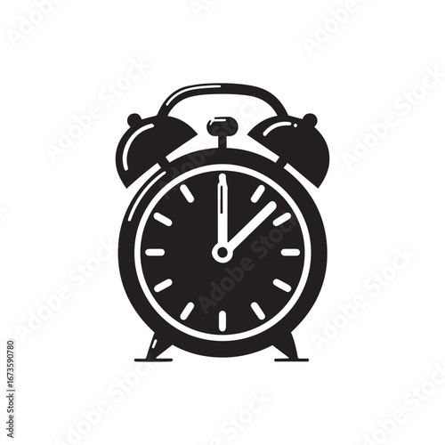 Alarm Clock Icon Black and White Icon