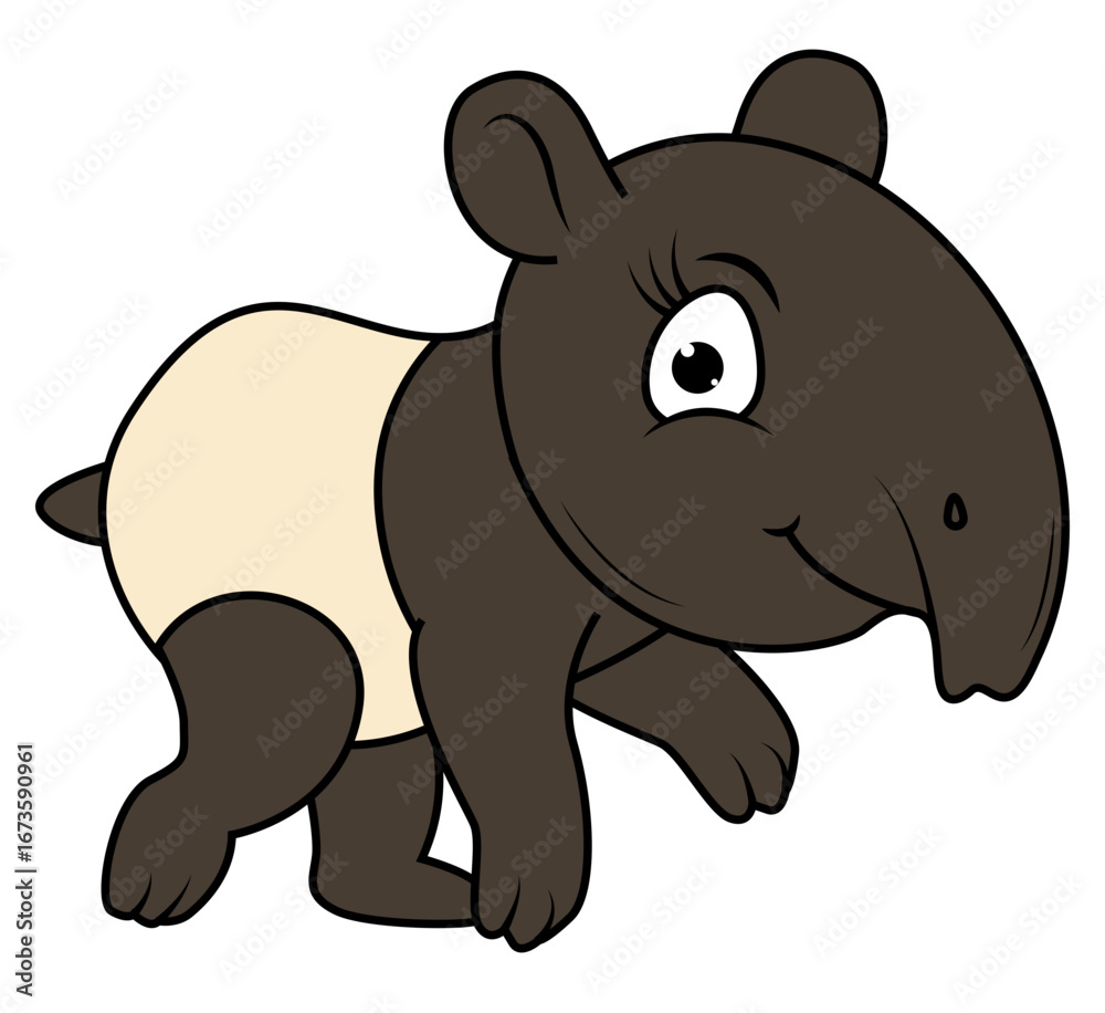 Fototapeta premium cute tapir animal cartoon illustration