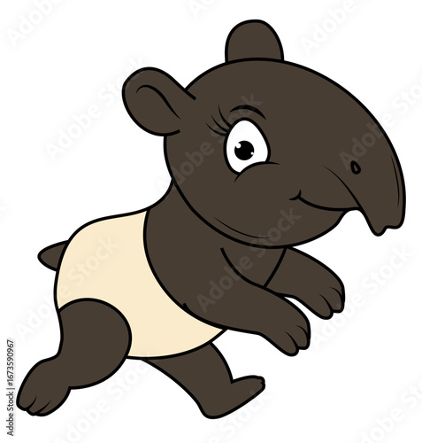 cute tapir animal cartoon illustration