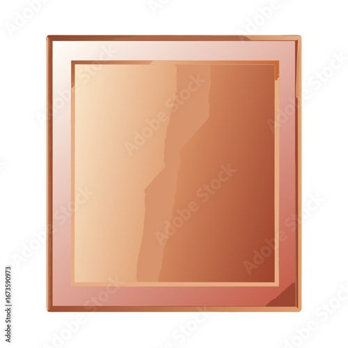 Square copper frame with inner border isolated on white background