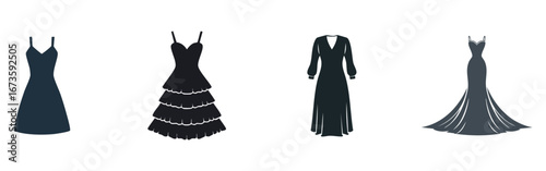Different black dresses for formal and cocktail events.
