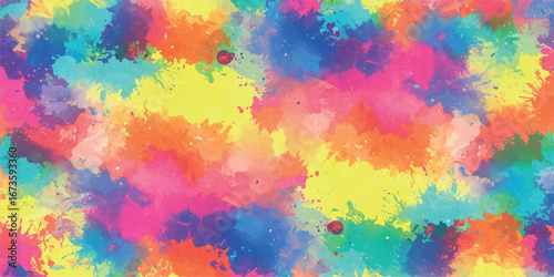 Vibrant abstract watercolor splashes and splatters, energetic and lively pattern for creative design projects