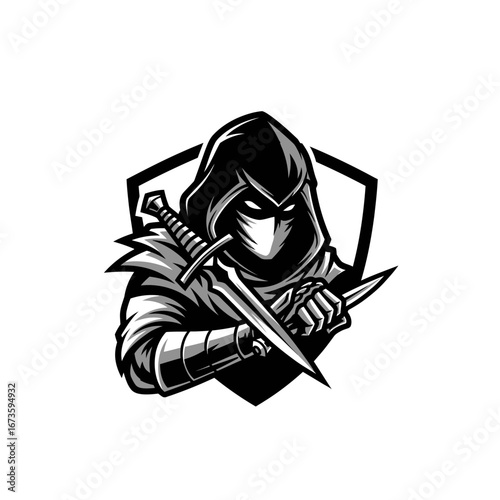 Masked Warrior with Sword and Dagger