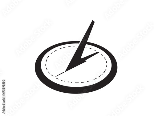 Monochrome illustration of an isolated sundial showcasing ancient timekeeping device against a clean white background perfect for educational or historical designs