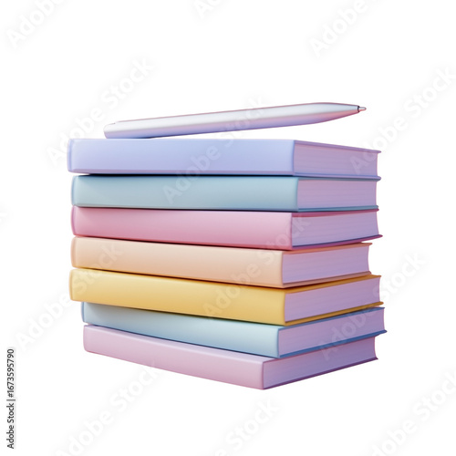 Wallpaper Mural A minimalist composition featuring a stack of pastel notebooks in various soft colors, topped with a pen placed diagonally Torontodigital.ca
