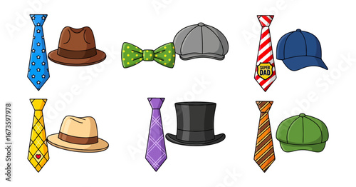 Various mens fashion accessories illustration