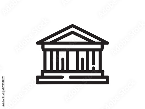 Illustration of classic greek building with columns and triangular pediment ideal for financial or educational institutions websites or apps for historical information with modern simple design