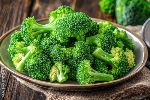 Fresh broccoli florets on plate (5)