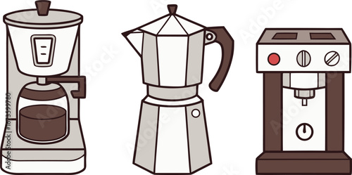 A Artwork drip machine, a Moka pot, and a single-serve machine each offer distinct brewing experiences