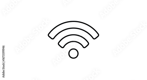 Black outline WiFi symbol icon representing wireless network signal and internet connection.