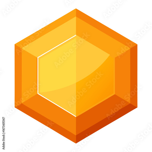 Orange gemstone isolated on white background