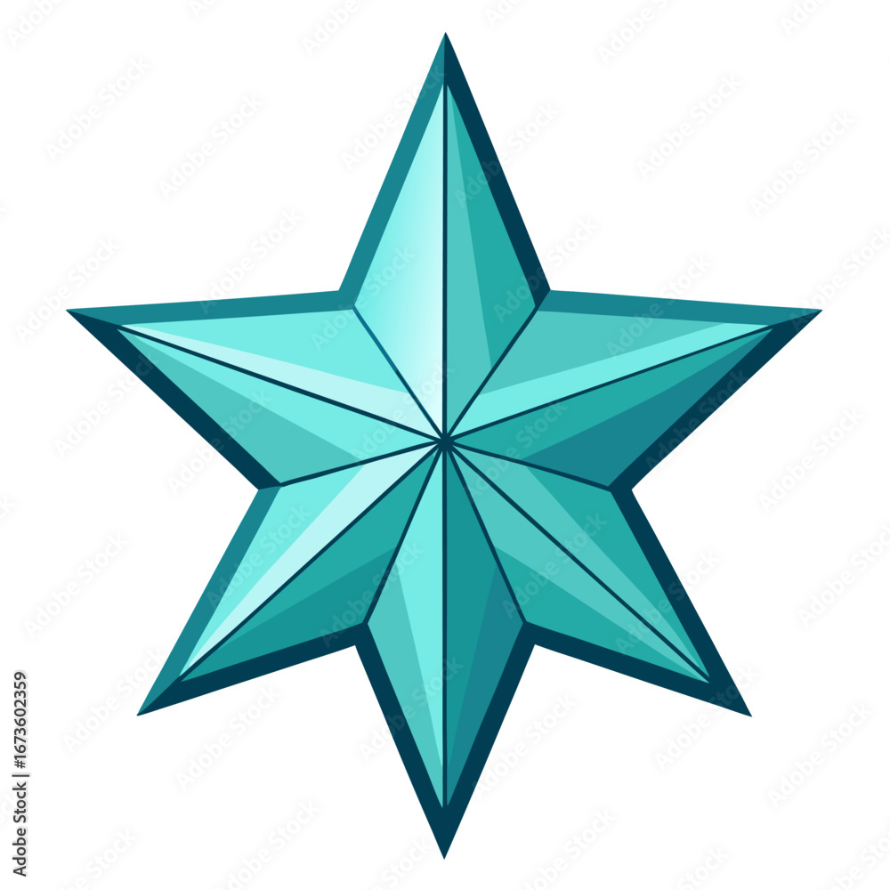 Obraz premium Turquoise geometric starburst isolated on white background