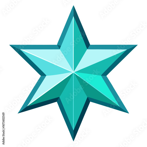 Geometric teal star ornament isolated on white background