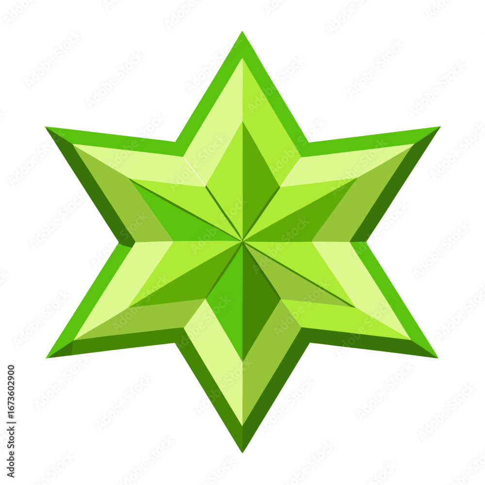 Obraz premium Green geometric starburst shape isolated on white background