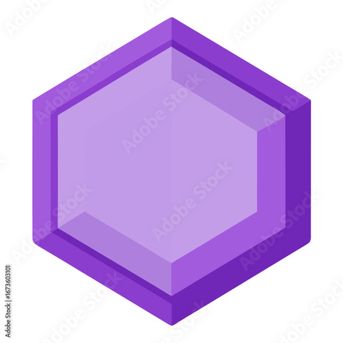 Purple hexagonal gemstone isolated on white background