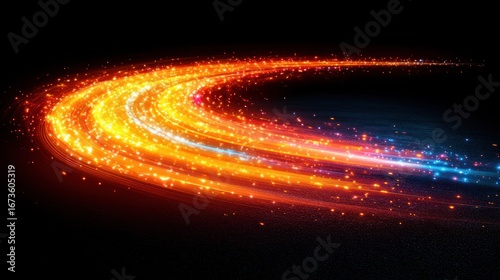 Abstract glowing fiery arc