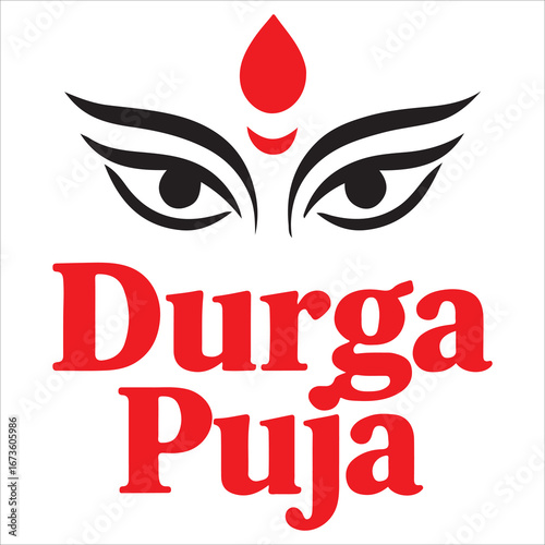 durga puja typography,Durga Puja festival typography designs,Collection of stylized durga maa faces with trident and text happy durga puja,