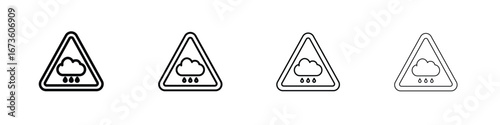 Rain warning sign symbol. Vector isolated illustration.