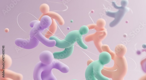 Conceptual Abstract Figures Displaying Interconnectedness and Collaboration